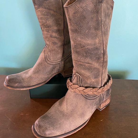 Distressed Leather Boots - Picture 1 of 6